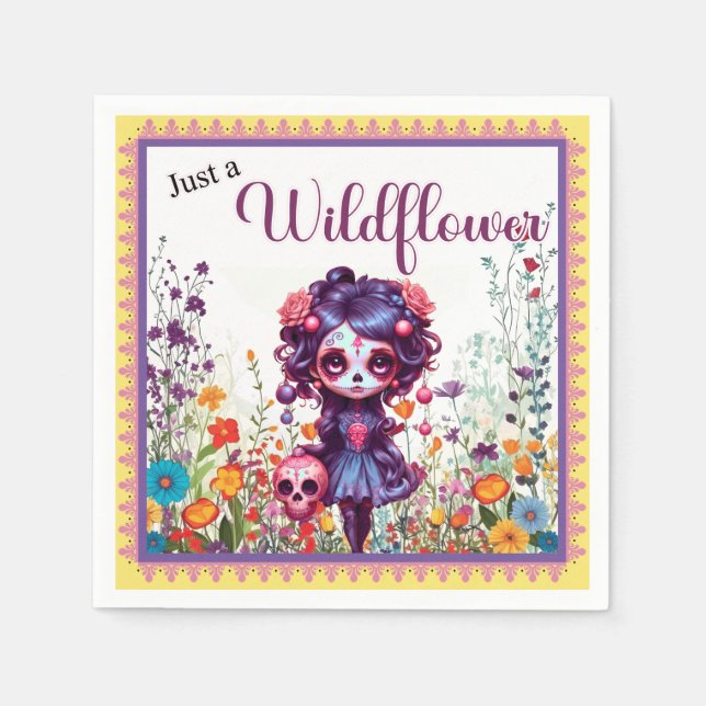 Cute Gothic Garden Sugar Skull  Napkins (Front)