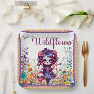 Cute Gothic Garden Sugar Skull  Paper Plates