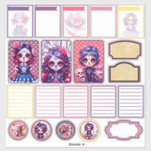 Cute Gothic Garden Sugar Skull - Planner 1 Sticker