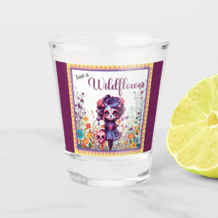 Cute Gothic Garden Sugar Skull  Shot Glass
