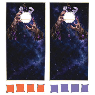 Cute Gothic Ghost Magical Lantern Halloween Cornho Cornhole Set