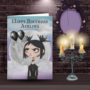 Cute Gothic Girl Birthday Card