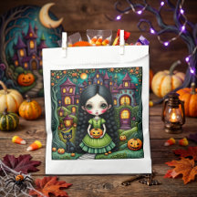 Cute Gothic Girl Pumpkin Halloween Village