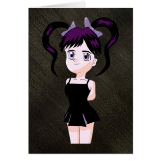 Cute Gothic Girl with Black & Purple Hair Cards