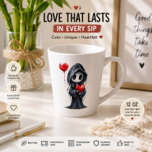 Cute Gothic Grim Reaper Heart mug-Spooky Hallowe