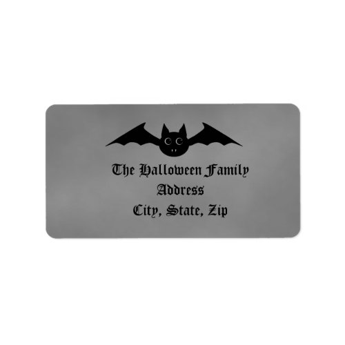 Cute Gothic Halloween vampire bat with big eyes Label