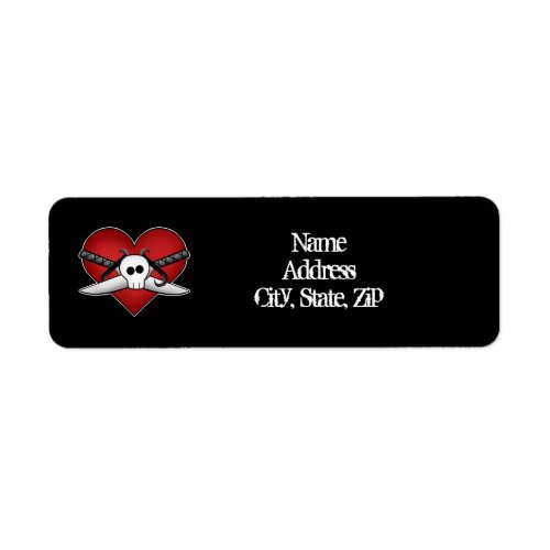 Cute gothic punk anti Valentine heart and dagger Label