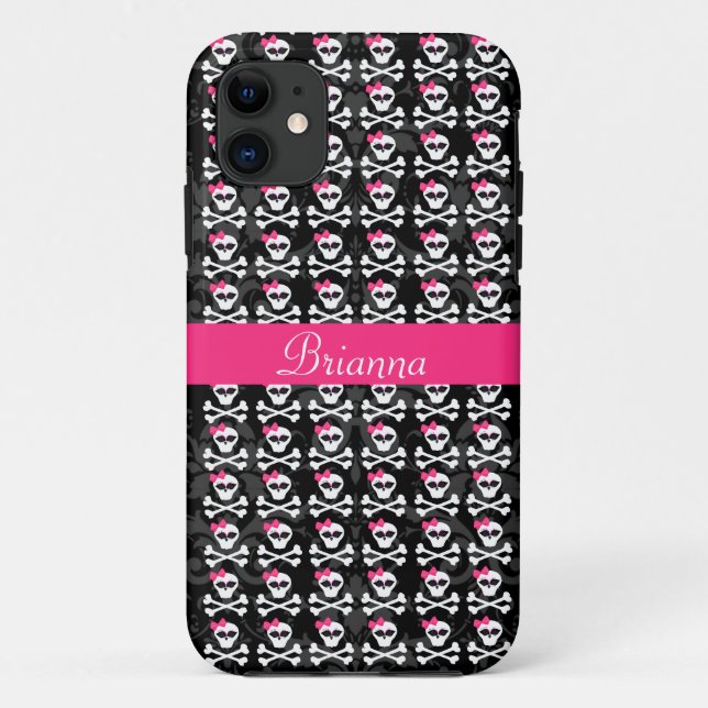 Cute Gothic Skull and Crossbones Girly Skulls Case-Mate iPhone Case (Back)