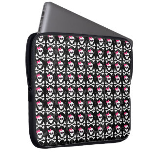 Cute Gothic Skull and Crossbones Girly Skulls Laptop Sleeve