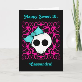 Cute Gothic Skull Birthday For Sweet 16 Invitation by TheHopefulRomantic at Zazzle