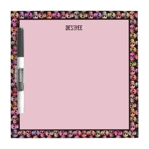 Cute Gothic Skull Pop Art Pink Green Colorful Dry Erase Board