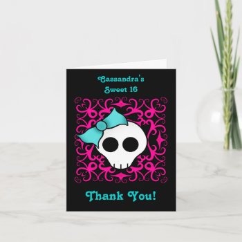 Cute Gothic Skull Sweet 16 Thank You by TheHopefulRomantic at Zazzle