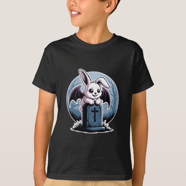 Cute Gothic Vampire Bunny Kawaii Halloween T-Shirt (Front)