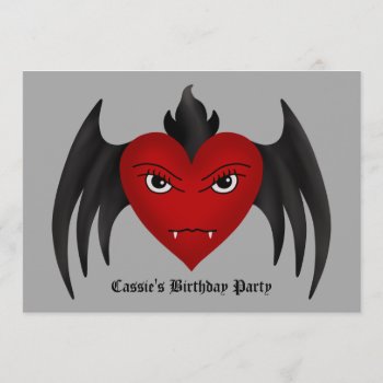 Cute Gothic Winged Vampire Heart All Occasion Invitation by TheHopefulRomantic at Zazzle