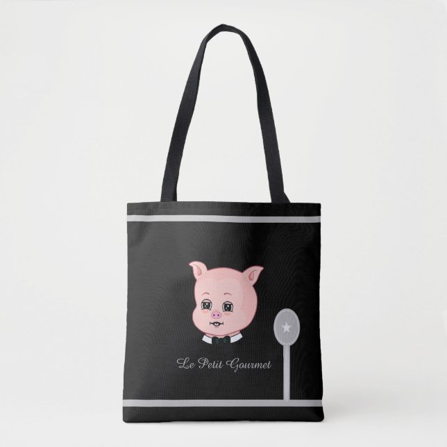 Cute Gourmet Little Pig Tote Bag (Front)