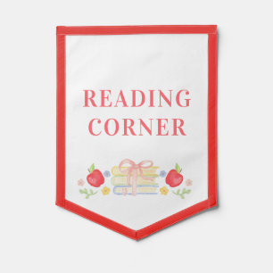 Cute Grade School Reading Corner Pennant