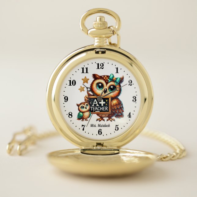 Cute graded Teacher add name Pocket Watch (Inside)