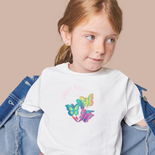 Cute Gradient Butterfly Kids T_Shirt