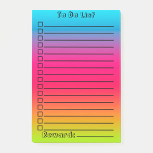 Cute Gradient To Do List Blue to Pink to Green Post-it Notes