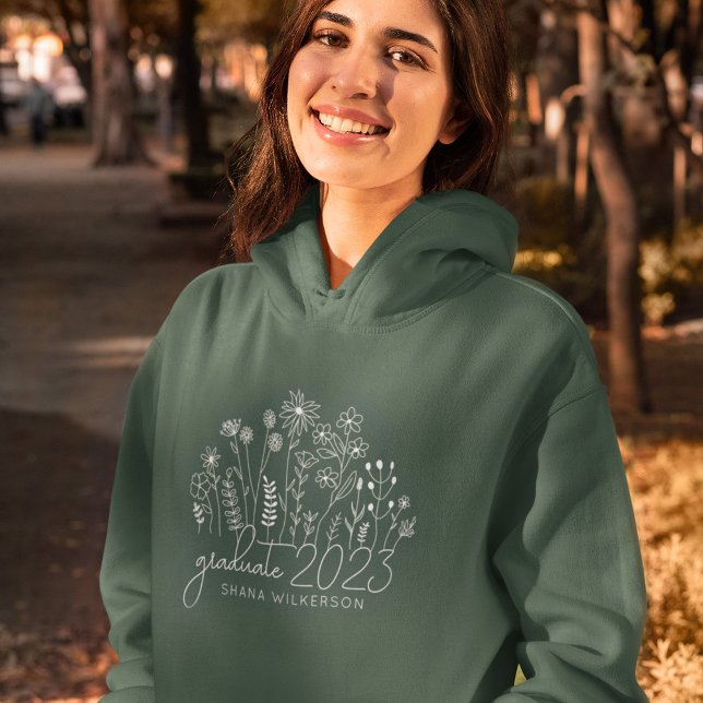 Cute Graduate Blooming Wildflower Modern Retro Hoodie (Creator Uploaded)