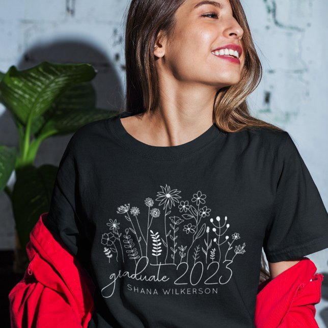 Cute Graduate Blooming Wildflower Modern Retro T-Shirt (Creator Uploaded)