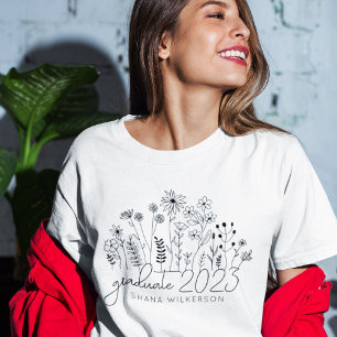 Cute Graduate Blooming Wildflower Modern Retro T-Shirt