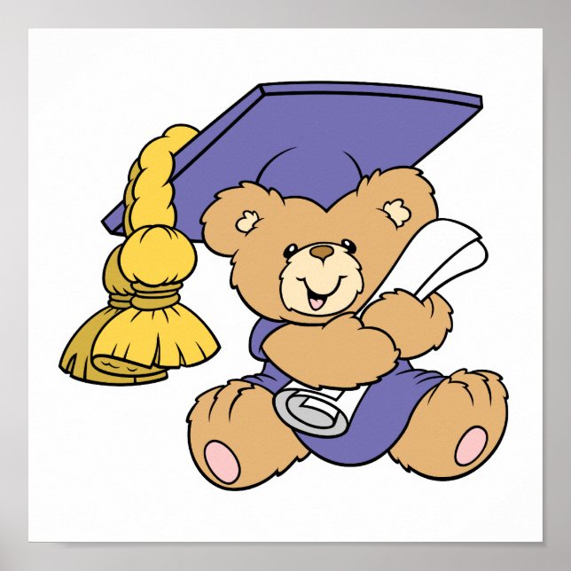 Cute Graduate Graduation Bear Poster (Front)