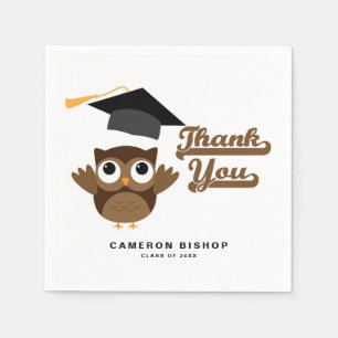 Cute Graduate Owl Graduation Party Thank You Napkins