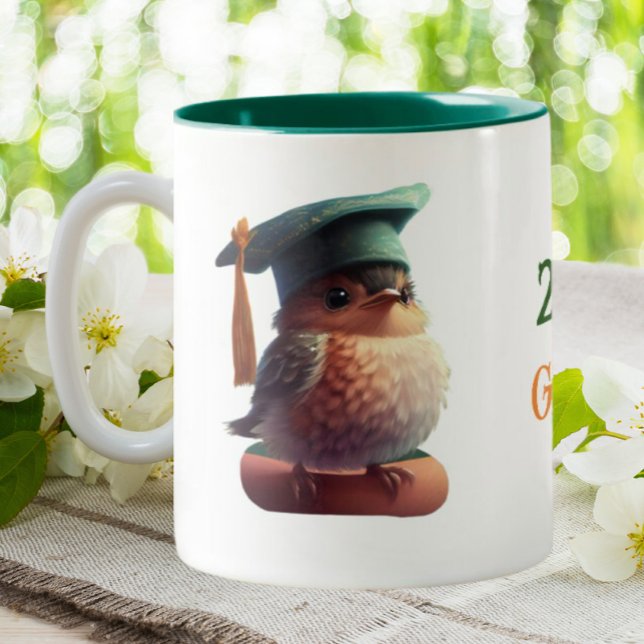 Cute Graduate Owl Personalized  Two-Tone Coffee Mug (Creator Uploaded)