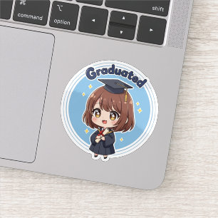 Cute Graduated Chibi Girl Graduate Sticker