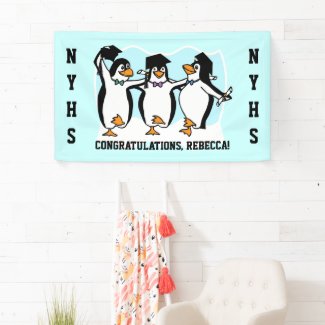 Cute Graduating Penguins Banner