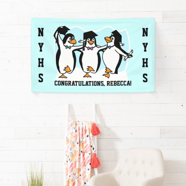 Cute Graduating Penguins Banner (Insitu)