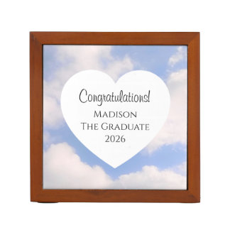 Cute Graduation 2026 Congratulations Message Heart Desk Organizer