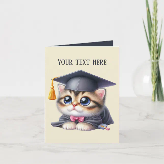 Cute Graduation add message cat Card | Zazzle