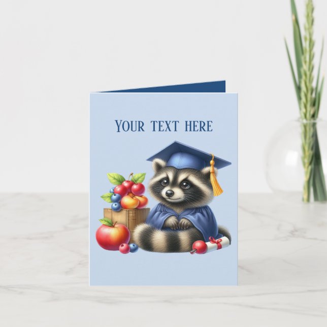 Cute Graduation add message raccoon Card (Front)