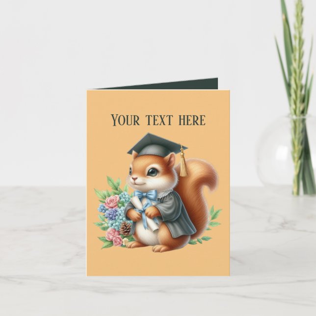 Cute Graduation add message squirrel Card (Front)