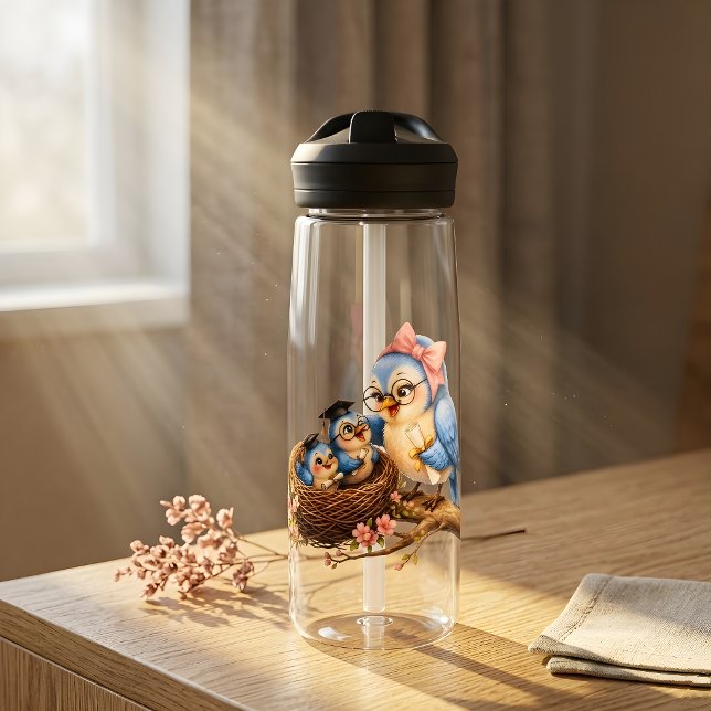 Cute Graduation Bird Clear Water Bottle (Creator Uploaded)