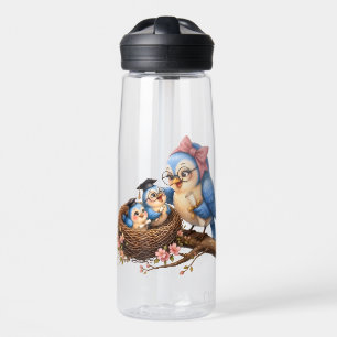 Cute Graduation Bird Clear Water Bottle