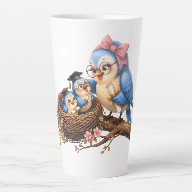 Cute Graduation Bird Latte Mug (Front)