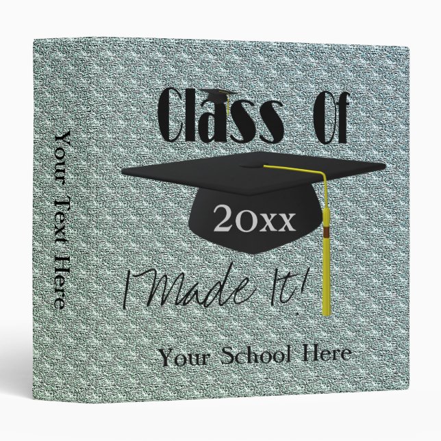 Cute Graduation Cap And Tassel Personalized 3 Ring Binder (Front/Spine)