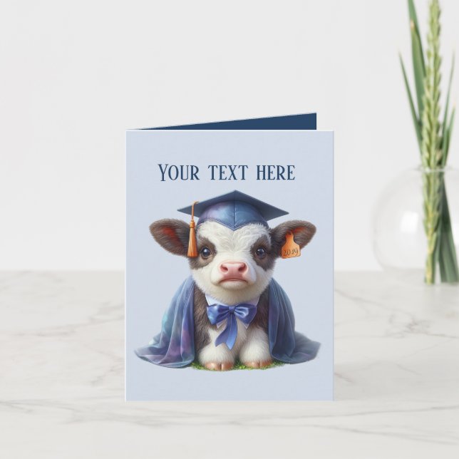 Cute Graduation cow add message Card (Front)