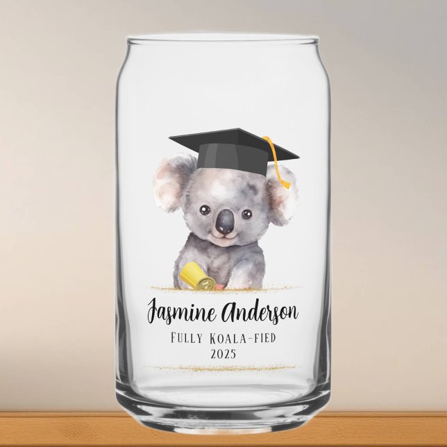 Cute Graduation Koala personalized Can Glass (Creator Uploaded)