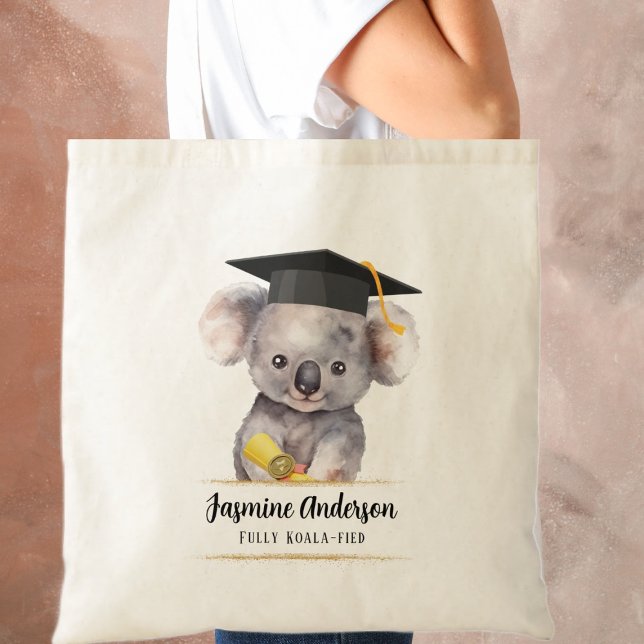 Cute Graduation Koala personalized Tote Bag (Creator Uploaded)