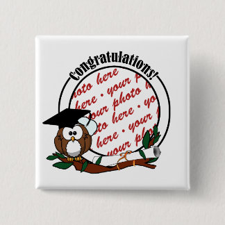 Cute Graduation Owl With Cap & Diploma Pinback Button