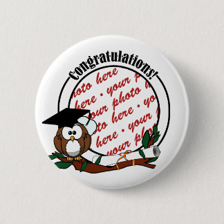 Cute Graduation Owl With Cap & Diploma Pinback Button