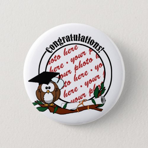 Cute Graduation Owl With Cap  Diploma Pinback Button