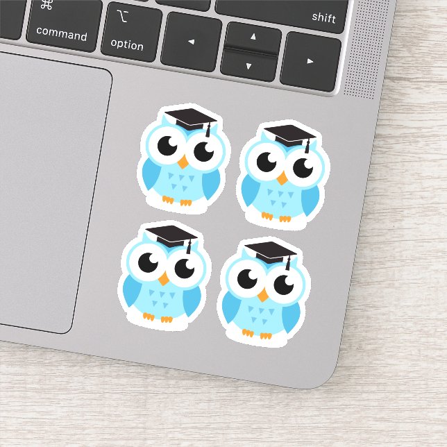 Cute graduation owls with black hats/caps sticker (Detail)