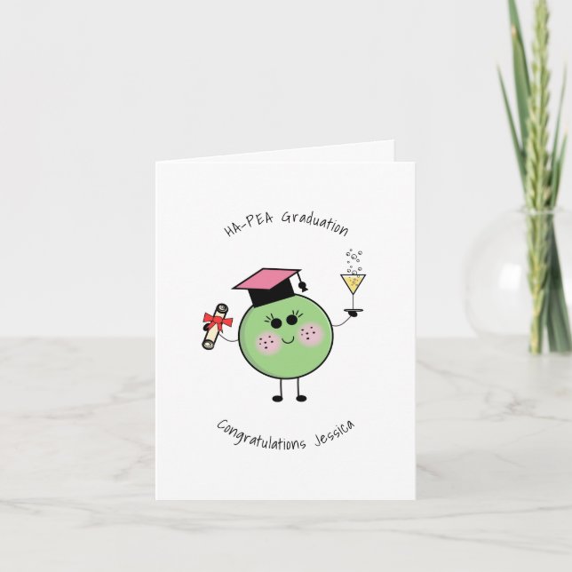 Cute Graduation Pea Card (Front)