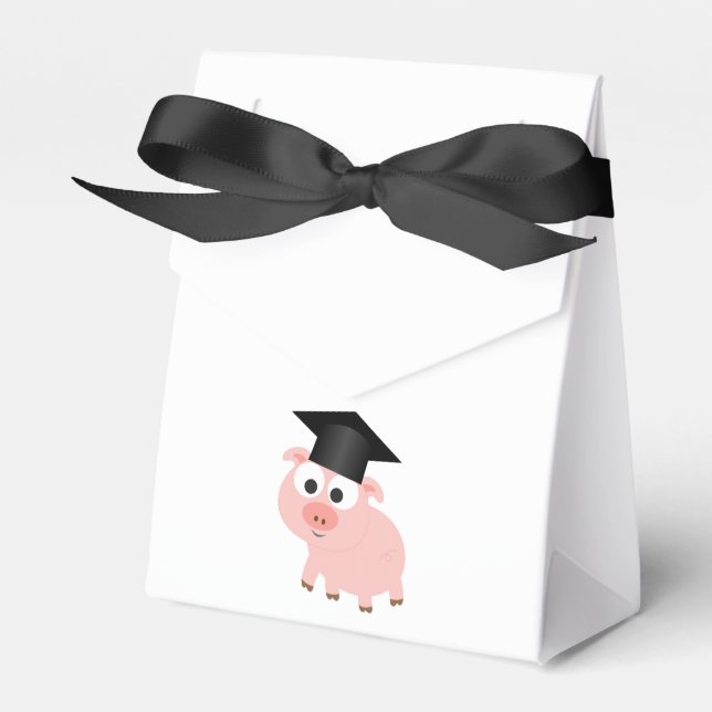 Cute Graduation Pig Favor Boxes (Front Side)