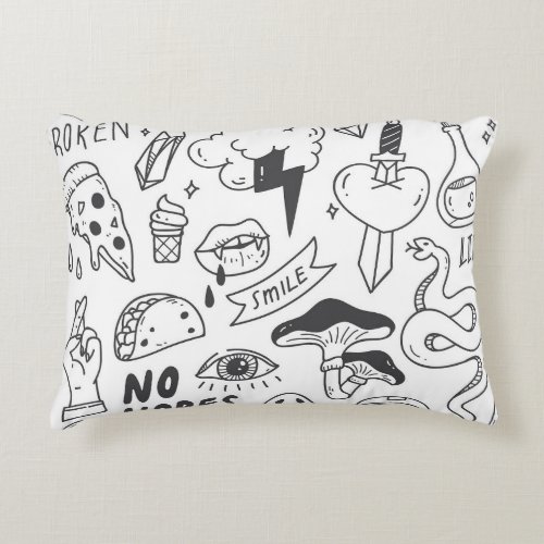 Cute Graffiti Doodle Art Set Accent Pillow